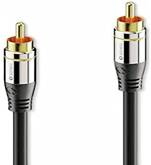 sonero® Premium 5,00m cavo Cinch, 1x spina Cinch a 1x spina Cinch, adatto per amplificatore, subwoofer, beamer, ricevitore AV, nero