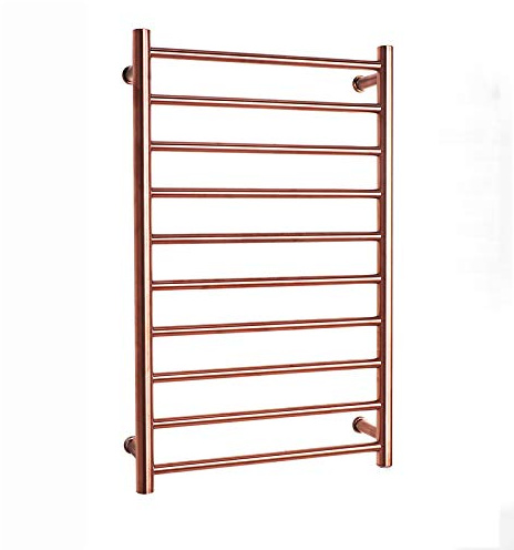 SHUGUANG Scaldasalviette Elettrico Bagno, Oro Rosa Radiatore Scaldasalviette Termoarredo Elettrico da Bagno in Acciaio Inox, Asciugabiancheria da Parete Multi-Strato, 80×50cm,Hardwired