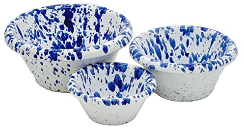 sicilia bedda - Set 3 Ciotole in Ceramica SICILIANA di Caltagirone - 3 Misure per 3 Ciotole di Altissima qualità (Bianco e Blu)