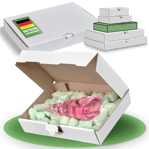 smiley pack 100 Maxibriefkartons 240 x 160 x 45 mm weiß (100 Stück) DIN A5 Maxibrief Versandkarton für DHL DPD GLS Hermes Warensendung Büchersendung mit Steckverschluss