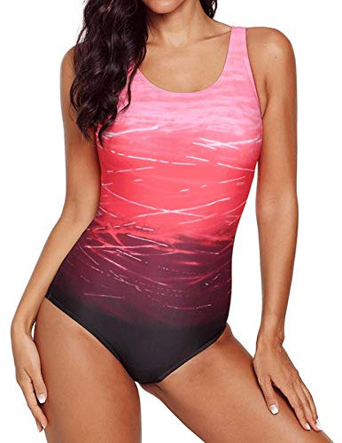 DURINM Costume da Bagno Intero Donna con Push-up Imbottitura Estraibile per Donna Vita Alta Bikini Imbottitura Swimsuit