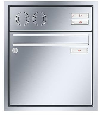 RENZ/Eckrahmen/Unterputz-Briefkastenanlage Einbau-Briefkasten / V4A-Edelstahl/Volumen 17 L/Sprechsieb Oben/Dein-Briefkasten.de