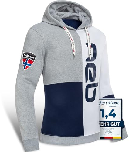 Nebulus Herren NEB, Pulli, Pullover, Sweatshirt, Navy-weiß-grau - M