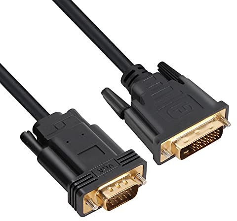 VCOM Active DVI to VGA Cable 6FT, DVI Male to VGA Male Adapter with Chip Dual Link Adapter DVD-D Male to Male Cable PC to Monitor Cord 1080P Full HD Active Converter for Monitor