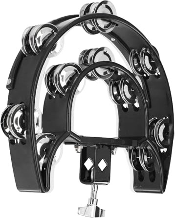 Mini Tambourine Half Moon Hand Bell Rassel Zweireihige Glocken Musikalische Rhythmusinstrumente für Drummer Gitarristen