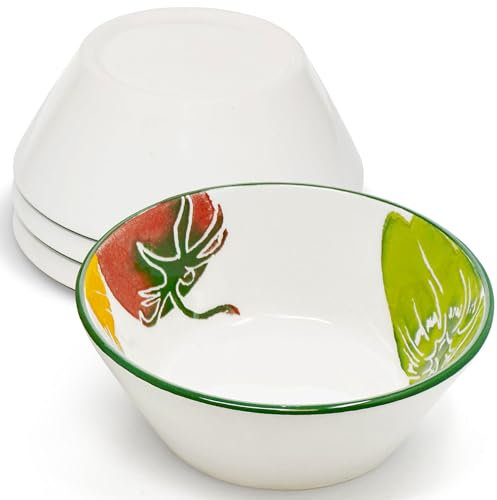 Lashuma Lot de 4 bols à dessert Ø 14 cm, motif : légumes, petites coupelles à fruits rondes.