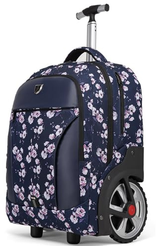 YH&GS Rullande ryggsäck, vattentät ryggsäck med hjul för företag, med laptopfack, Blommig, 20inch, Reseryggsäckar