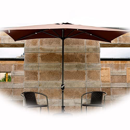 DDXW Sombrilla Semicircular Sombrilla De Balcón con Manivela Parasol Excéntrico para Exterior Café Sombrilla Rectangular Proteccion UV 2.4m (Color : Chocolate)