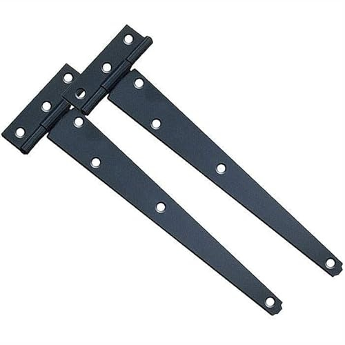 Hardware Solutions Tee Hinges, Matt Black, 1 Pair | Shed and garden gate; 250mm (10); fixings included; for interior and exterior doors; steel construction.