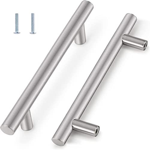 Poignee de Meuble Cuisine, Poignée de Porte en Acier Inoxydable, Boutons De Meuble, Bouton de Porte pour Cuisine, Salle de Bain, Chambre, Bureau (Lot de 2, Argent, Entraxe: 96mm)
