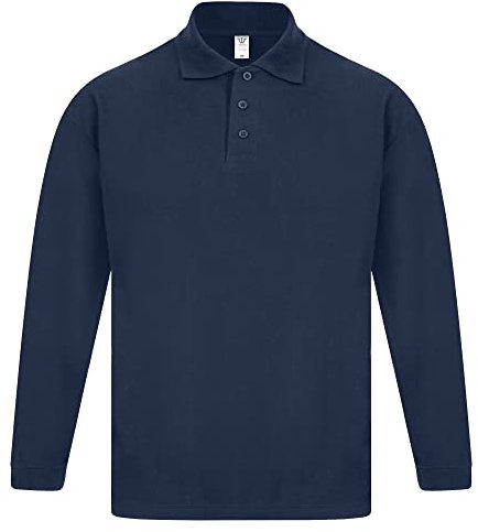 FiTMOST Mens Polo Shirts Long Sleeve Poly Cotton Lightweight Breathable Polo Shirts for Men Adult Premium Quality Regular Fit Pique Work Casual Plain Top Navy