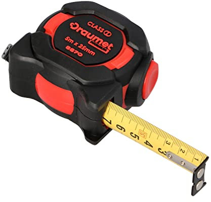 MIVOS - Rollbandmaß mit beidseitig bedrucktem Band - Bandmaß magnetischer Haken und Gürtelclip - Maßband mit ergonomisches Gehäuse - CE- und MID-Zertifizierung - 5 m x 25 mm