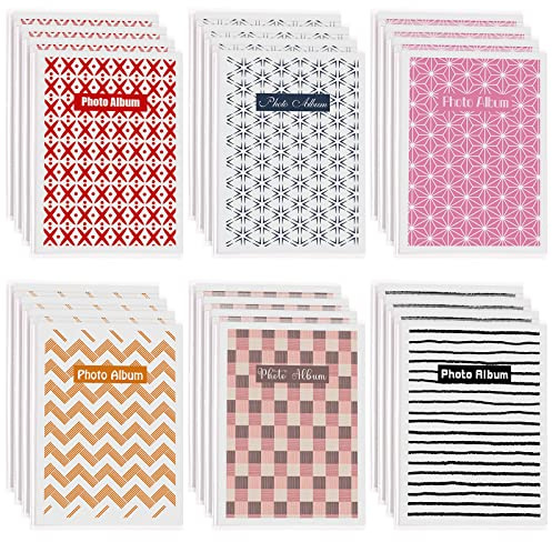 24 Pack Mini Photo Album 4 x 6 Small Photo Book with Removable Decorative Inserts and Flexible Clear View Cover for Pictures(Geometric Style)