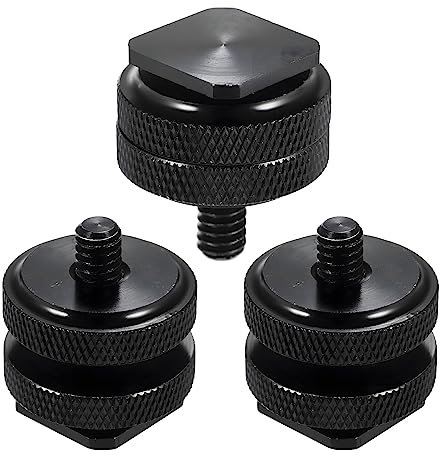 3 Pack Camera Hot Shoe Mount Adapter with 1/4-20 Screw for DSLR Camera Rigs,Improved Flash Compatibility with Dual Nut Set