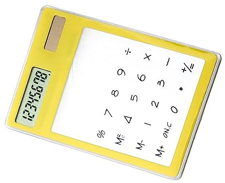 Calculatrice Solaire, Calculatrice Portable Unique avec écran Tactile, Transparente pour le Bureau (Jaune)