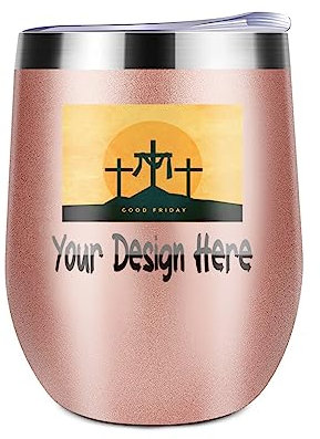 Miujonvy Wein Tumbler Tasse hinzufügen Bilder/Text Doppelwand Vakuum Edelstahl Reisebecher für Kaffee Golden