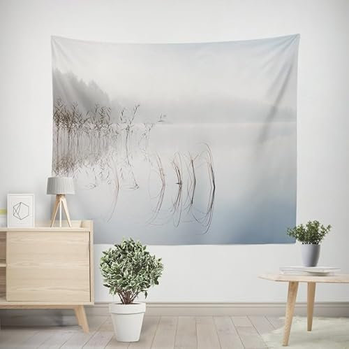 EHOMERY Wandteppich Zeichnung Wanddekoration Orientalisch Fluss Wandteppiche Modern Wandtuch Landschaft Wohnzimmer Schlafzimmer Wandbehang Dekoration 100x70cm