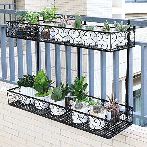 2 Livelli Balcone Appeso Fioriera Ringhiera Vasi per Fioriere per Esterno, Ringhiera per Ponte Fioriere Scatole Appendiabiti per Esterni, per Patio Balcone Portico Recinzione,Quadrato,50×20×