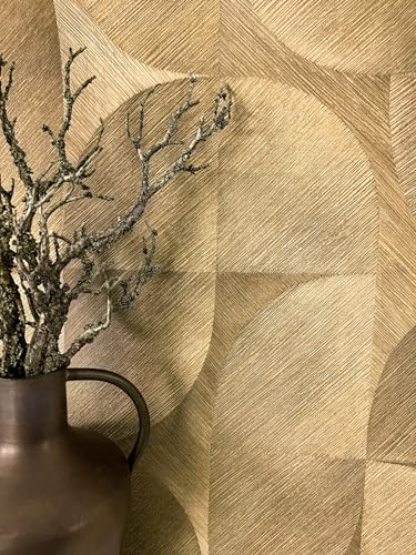 NEWROOM Tapet Guld Vliestapet Geometrisk - Modern 3D Parkett Mönster Linjer för Vardagsrum Sovrum