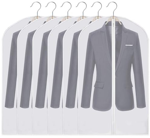 Czwander Kleidersack Anzug,6 Stück Kleidersäcke 60×100CM,Kleiderbeutel,Kleiderhülle,Kleidersäcke mit Reißverschluss,Anzugsack,für Röcke, Anzüge,Kleider