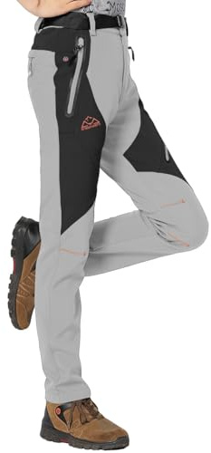 Rdruko Softshellhose Damen Wanderhose Winter Skihose Wasserdicht Schneehose | Winddicht Thermohose Winterhose Warm Gefüttert Outdoorhose Snowboardhose Thermo Trekkinghose mit Taschen