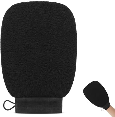 1 PC Exfoliating Gloves, Exfoliating Mitt, Body Scrub Gloves for Dead Skin, Shower Gloves Exfoliating, Dual Sided Exfoliating Mitt, Shower Accessories for Women Men Girl Boy(Black)