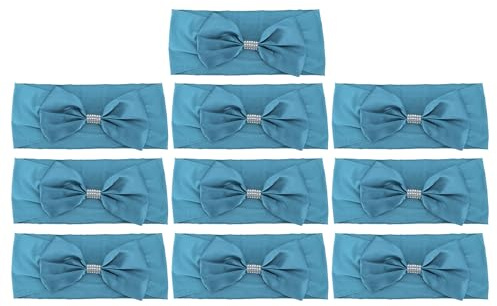 CAPASTEC Cintas para Fajas de Sillas 10pzs, Bandas Elásticas para Cubrir Sillas con Hebilla Deslizante, Lazos para Sillas Elásticos para Bodas Navidad, 35x15cm, Azul Lago