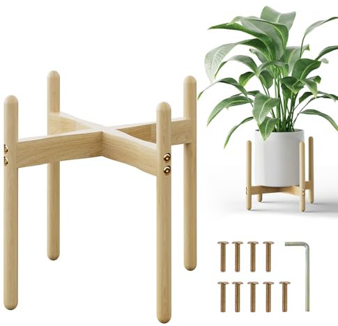 Gorouy Supporto per Piante da Interno in Legno, Piccolo Portavaso 33x30 cm, Supporto Moderno per Vasi in Stile Mid-Century, Decorazione per Interni Esterni Casa, Giardino, Ufficio