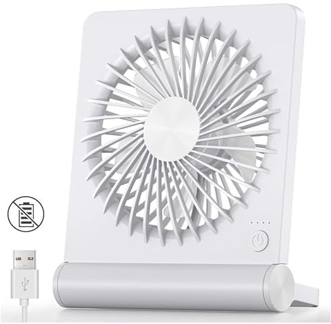 ZEOEZHBI Ventilador personal alimentado por USB-C para escritorio de oficina en casa, blanco, blanco