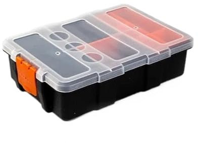 Organisateur outils Organizer Tool Boîte de rangement de matériel, boîte à outils, boîte à pièces portable, boîte à outils à grilles multiples, valise, organisateurs de vis et de pièces(220x135x120mm)