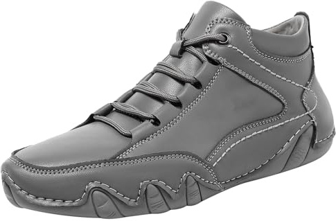 Herren-Lederschuhe, wasserdicht, zum Hineinschlüpfen, Laufen, Sneaker, Business, Freizeit, Outdoor, Sport, Wandern, grau, 44 EU