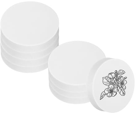 PATIKIL 8Pcs Blocco di Gomma per Intagli da 2, Blocco di Linoleum Morbido per Artigianato Stampa Rotonda per Creazione di Timbri, Materiali per Intagli, Bianco