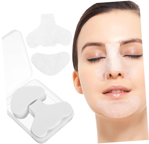 DEARMAMY 200 Pièces Film T de coton lèvre en coton pour nez et menton Nettoyage nez et menton Papier de bande de pores nettoyants pour le pur blanche