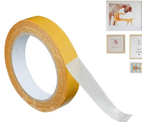 Double Tape - Two Sided Tape Heavy Duty | High Strength Mesh Adhesive Roll, Double Layered Sticky Fabric Tape For Carpet Grip, Transparent Mounting Solution For Flooring, Crafting