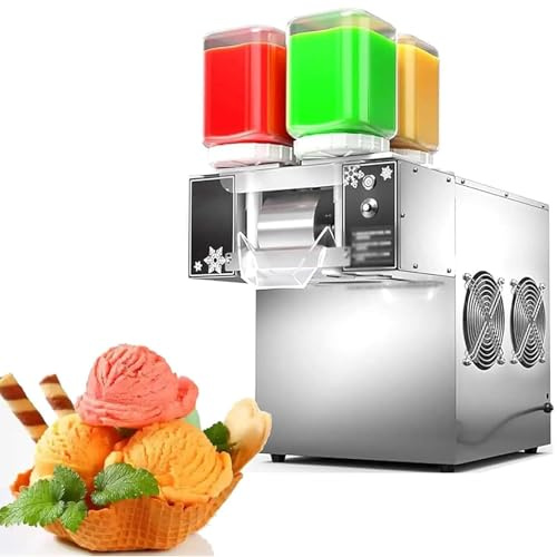 Machine à Glaçons Professionnelle en Flocons Neige,Machine à Glace Pilée en Acier Inoxydable,Machine à Cônes Neige électrique,Machine à Glace Pilée Coréenne à Vitesse avec 4 Seaux,750W