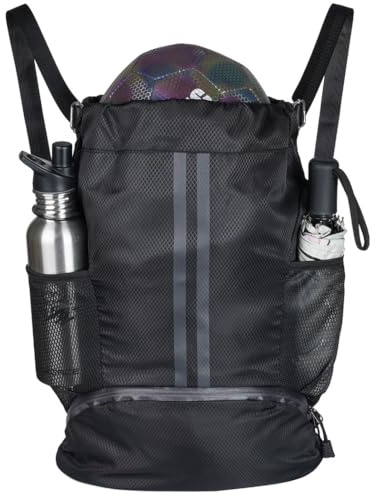 Wasserdichter Fußball-Rucksack, Kordelzug-Sporttasche mit Nass-/Trocken-Trennung & Schuhfach, ideal für Basketball, Fußball, Volleyball