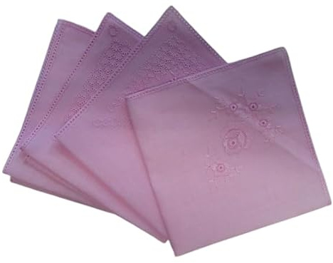 Generisch 4 Stück Taschentücher zum umhäkeln gerader Rand ca. 25x25 cm rosa