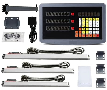 OLSKFUH Grille Linéaire, Tour Fraiseuse 3 Axes Sds3Ms Et 3 Échelles Linéaires 5U 5 V TTL, Règle Optique/Ligne/Encodeur, Dimensions 100 À 1 000 Mm,Sds3ms DRO Set