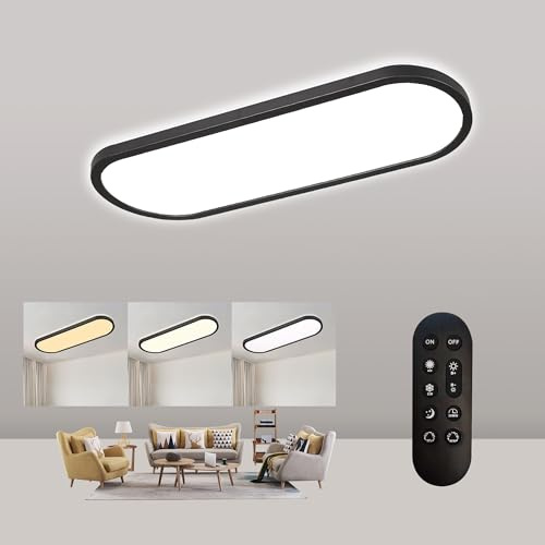 Goodjoo Deckenlampe LED Deckenleuchte Dimmbar 24W 3100LM 60x20cm IP44 Oval | mit Fernbedienung, 2700K-6500K, Wasserdicht, Ultra Dünn Badezimmer lampe LED Panel for küche Wohnzimmer Schlafzimmer Büro