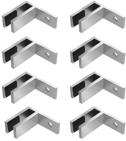 Pince à Verre ArgentéE en Acier Inoxydable 304, pour éPaisseur De Verre De 10 à 12 Mm, pour ClôTure De Piscine Jardin Maison Garde-Corps Poteaux Pinces De Sol en Verre,8 pcs,F clamp
