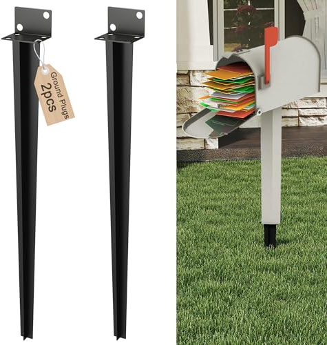 YRHome 2er-Set Pfostenträger für Holzpfosten 40 x 500 mm Einschlaghilfe für Bodenhülse Einschlaghülse mit langem Spitz für Zäune und Gartenprojekte Einschlagbodenhülse Bodenhülse Schwarz
