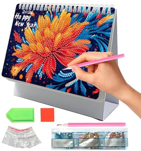 Calendrier De Bureau À Faire Soi-même,Diamond Art Painting Calendrier De Table,Peinture Diamant 2026 De Janvier À Décembre,12 Calendriers Mensuels De Bureau Pour La Planification DeBureau À Domicile