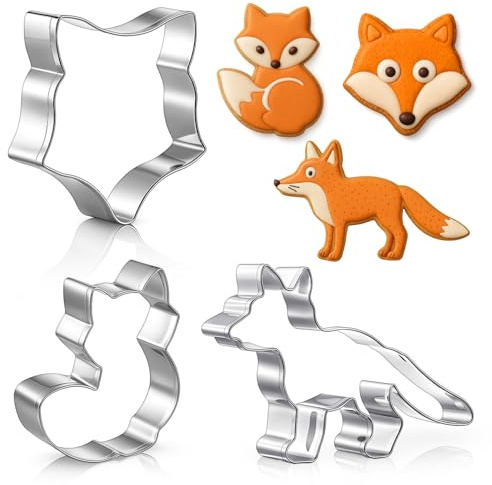Yaryang 3 Stück Fuchs Ausstechformen Plätzchenausstecher für Weihnachten Ausstecher aus Edelstahl für Backen Weihnachten Geburtstag Kuchendeko, Spülmaschinengeeignet