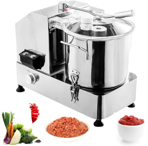 2000W Food Chopper, Adjustable Speed Stainless Steel Electric Processor with Visible Window, 6L Capacity for Meat and Vegetables, Commercial Use