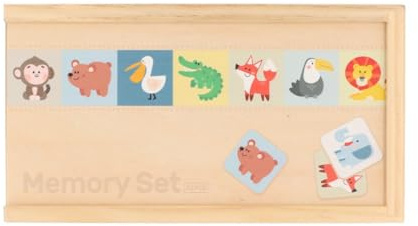 Bubblat Kids Gedächtnisspiel für Kinder aus Holz, 32 Teile mit Tieren, pädagogisches Brettspiel für Kinder, trainiert Gedächtnis und Konzentration, ab 18 Monaten
