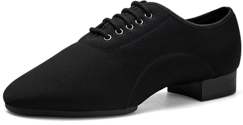 Hiuzylqx Chaussures de Danse de Salon pour Hommes, Semelle Fendue, Chaussures de Danse caractère Latine, Tango, Salsa, scène Moderne, 2 Types de Semelles au Choix,Black Fur Sole,40 EU