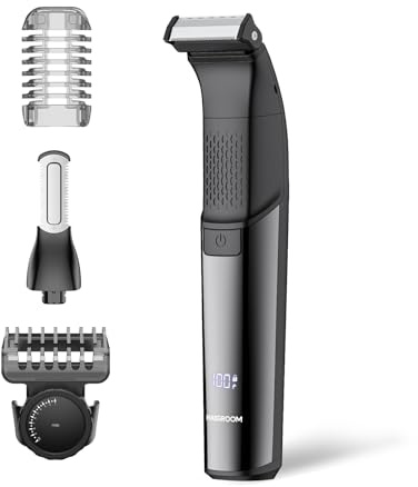 MAXGROOM Afeitadora Corporal Masculina 2 en 1, Depiladora Corporal Hombre con Peine Ajustable para Cuerpo y Zona Intima, en Seco y Húmedo, Pantalla LED y Recargable Tipo-C, Negro