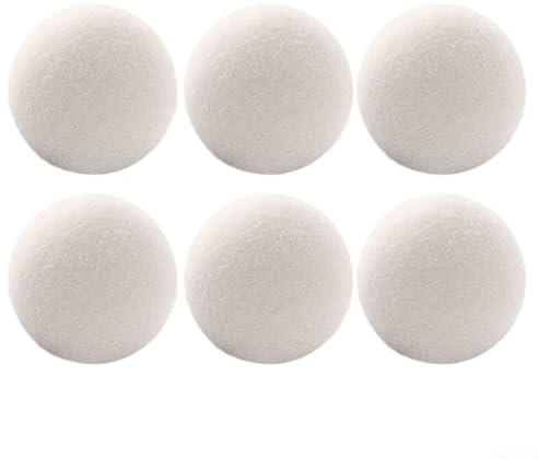 Wiederverwendbare Trocknerbälle aus Wolle, 6 cm, natürliche Schafwolle, für schnelleres Trocknen, weniger statische Aufladung und Entfernung, kompatibel mit allen