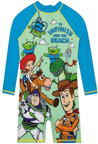 Disney Toy Story Boys Swimming Costume, Buzz Lightyear and Woody Boys All in One Swimsuit, Toy Story Kids Swimwear, Ages 18 Months to 8 Years