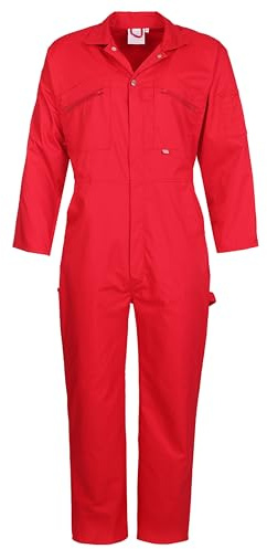 FORT - Zip Front Coverall - Handy Pockets - Work Overalls for Men - Red - 44